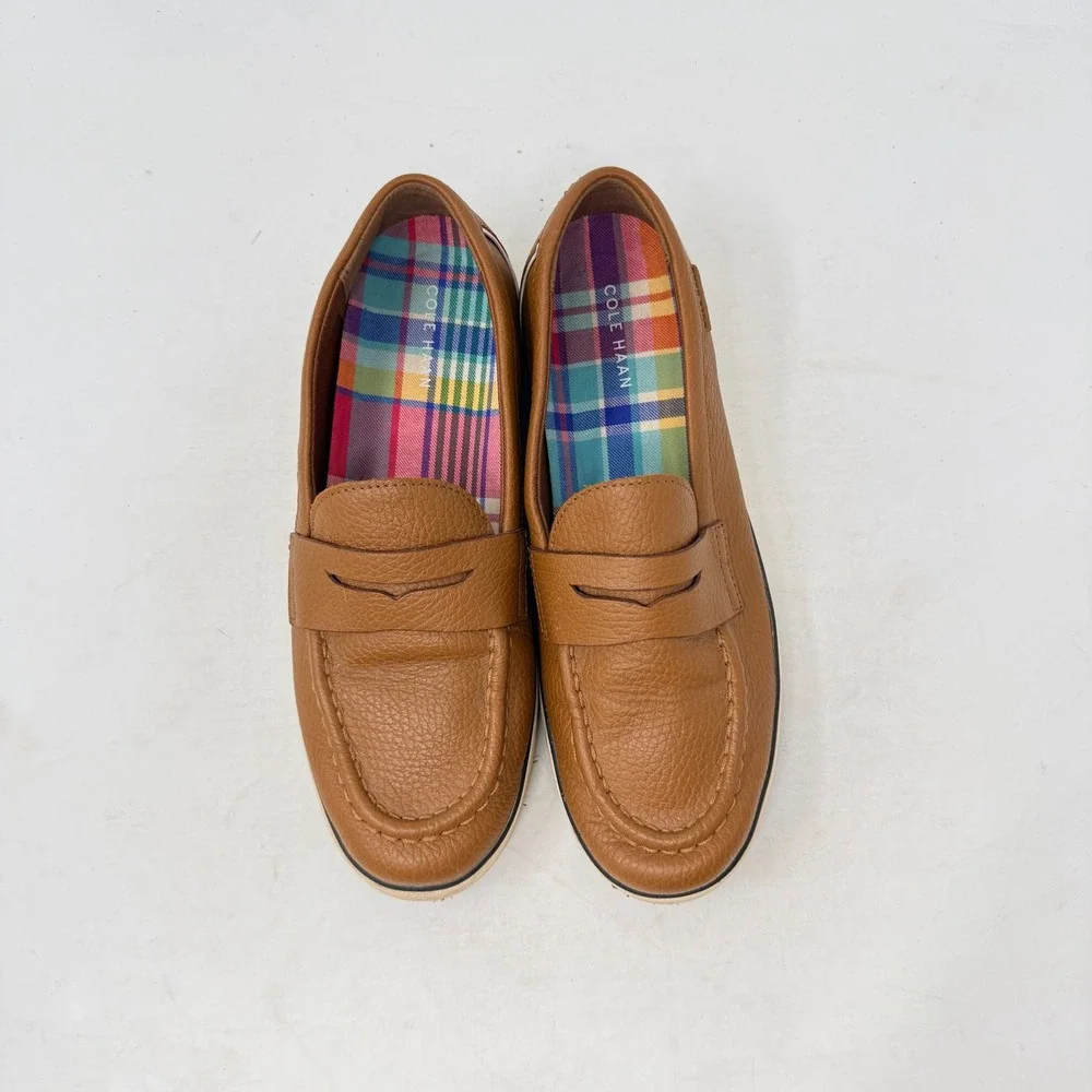 Cole Haan Penny Loafer Sneakers Tan Brown 8B Pebbled Leather Preppy‎ Old Money